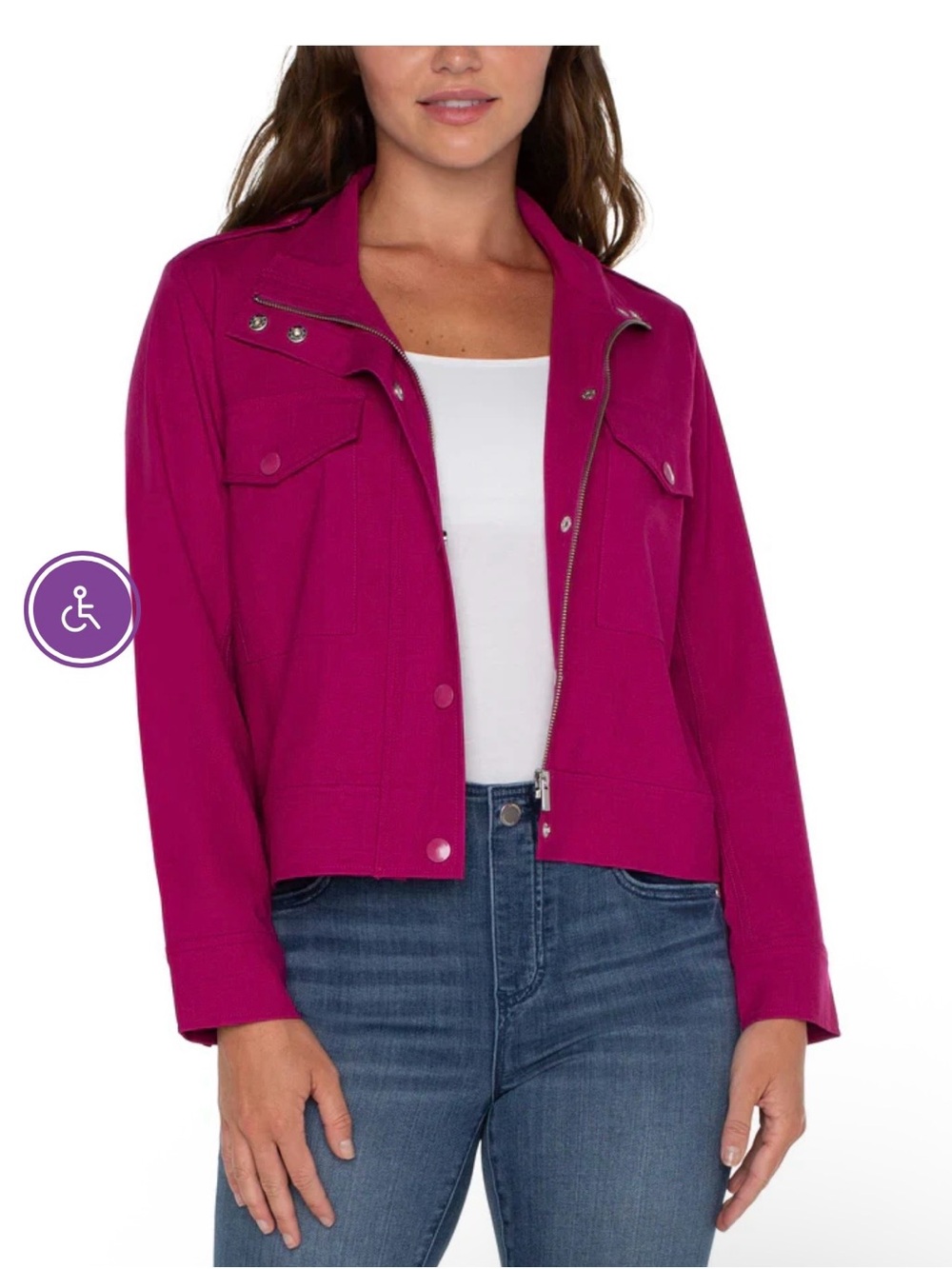 EUC Liverpool Los Angeles Utility Crop Jacket—XL—Fuchsia Kiss